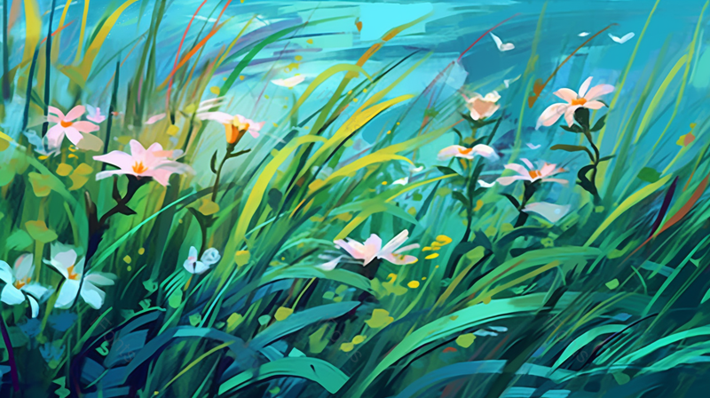 唯美绿色清新自然风景花朵插画手绘背景,插画/手绘图,插画/手绘图库,插画/手绘图下载,插画/手绘